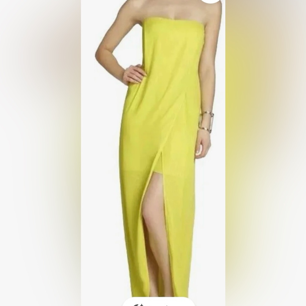 BCBGMaxAzria Strapless “Jesse”Side-Slit Dress in Yellow NWT
